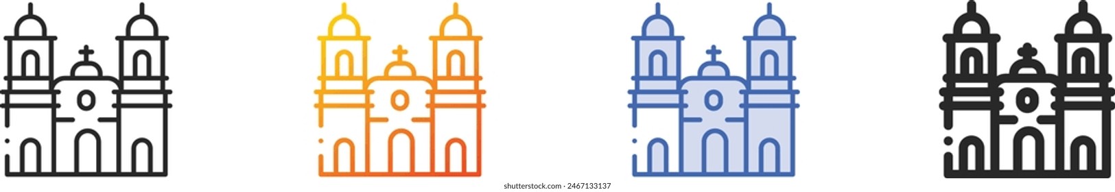 catedral de trujillo icon.Thin Linear, Gradient, Blue Stroke and bold Style Design Isolated On White Background