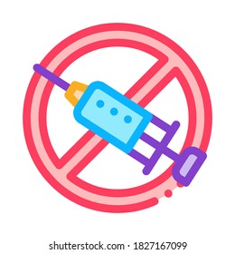 Categorical Injection Ban Icon Vector. Outline Categorical Injection Ban Sign. Isolated Contour Symbol Illustration