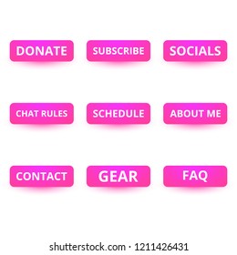 Categories for channel description. Bright buttons. Vector, eps 10.