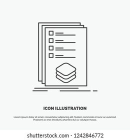Categories, check, list, listing, mark Icon. Line vector gray symbol for UI and UX, website or mobile application