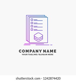 Categories, check, list, listing, mark Purple Business Logo Template. Place for Tagline