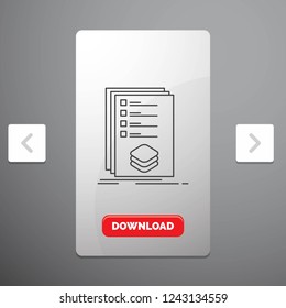 Categories, check, list, listing, mark Line Icon in Carousal Pagination Slider Design & Red Download Button