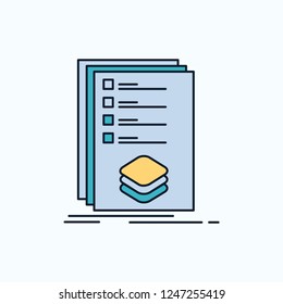 Categories, check, list, listing, mark Flat Icon. green and Yellow sign and symbols for website and Mobile appliation. vector illustration