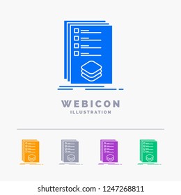 Categories, check, list, listing, mark 5 Color Glyph Web Icon Template isolated on white. Vector illustration