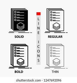 Categories, check, list, listing, mark Icon in Thin, Regular, Bold Line and Glyph Style. Vector illustration