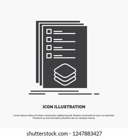 Categories, check, list, listing, mark Icon. glyph vector gray symbol for UI and UX, website or mobile application