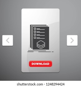Categories, check, list, listing, mark Glyph Icon in Carousal Pagination Slider Design & Red Download Button