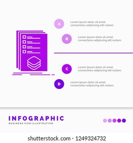 Categories, check, list, listing, mark Infographics Template for Website and Presentation. Glyph Purple icon infographic style vector illustration.