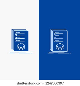 Categories, check, list, listing, mark Line and Glyph web Button in Blue color Vertical Banner for UI and UX, website or mobile application