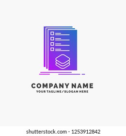 Categories, check, list, listing, mark Purple Business Logo Template. Place for Tagline.