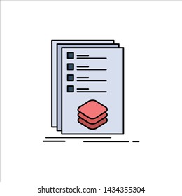 Categories, check, list, listing, mark Flat Color Icon Vector