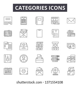 Categories line icons, signs set, vector. Categories outline concept, illustration: collection,category,web,interface,media