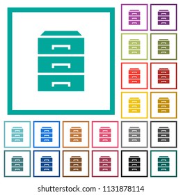 Categorize flat color icons with quadrant frames on white background
