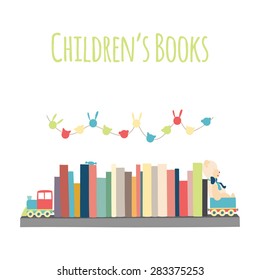 Category for a bookstore or library. Bookshelves  "Children's Books". 