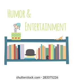 Category for a bookstore or library. Bookshelves  "Humor & Entertainment". 