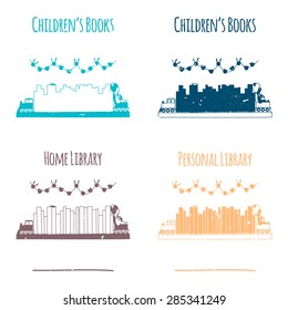 The category of "Children's Books". Silhouette of one line. The image is well suited for stencil or stamp in scrapbooking.