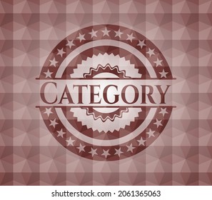 Category red badge with geometric background. Seamless. 