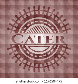 Cater red badge with geometric pattern background. Seamless.