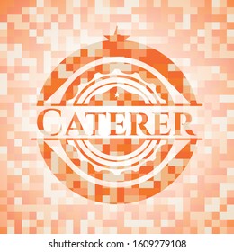 Caterer abstract orange mosaic emblem with background