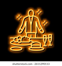 caterer business neon light sign vector. caterer business illustration
