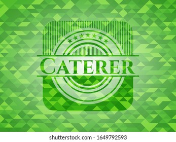 Caterer green mosaic emblem. Vector Illustration. Detailed.