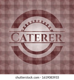 Caterer red badge with geometric background. Seamless.