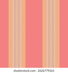 Patrón de rayas de tela caterial, Vertical de textura de Brasil sin costuras. Brnamental líneas de fondo textil de Vector en coral claro y paleta de colores amarillos.