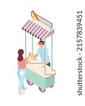 Catering and banquets isometric composition with isolated human characters on blank background vector illustration