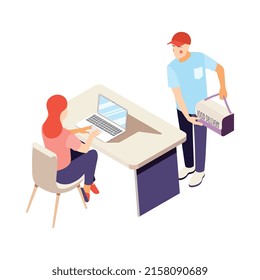 Catering and banquets isometric composition with isolated human characters on blank background vector illustration