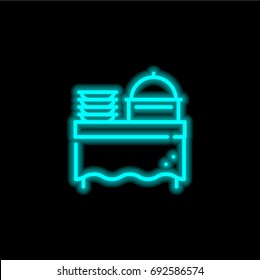 Catering blue glowing neon ui ux icon. Glowing sign logo vector