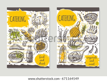 catering brochure flyer design retro background stock vector