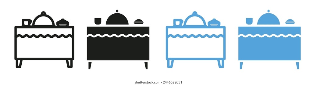 Catering Buffet and Self-Service Table Icon for Banquet and Dining Events