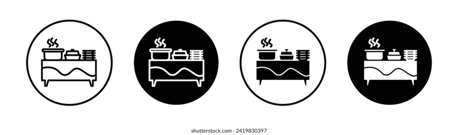 Catering buffet vector line icon illustration.