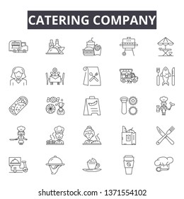 Catering company line icons, signs set, vector. Catering company outline concept, illustration: food,catering,derestaurant,company,dinner