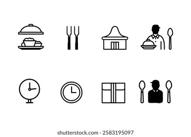 Catering  Food Delivery Icons – Flat Vector Graphic Set