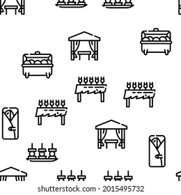 Catering Food Service Vector Seamless Pattern Thin Line Illustration