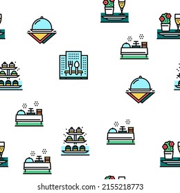 Catering Food Service Vector Seamless Pattern Thin Line Illustration