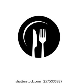 Catering icon. Menu, cafe, restaurant, spoon, fork, knife and plate icon set in line. Catering logo. Food and drink logo. Cafe logo icons. Tableware Vector illustration