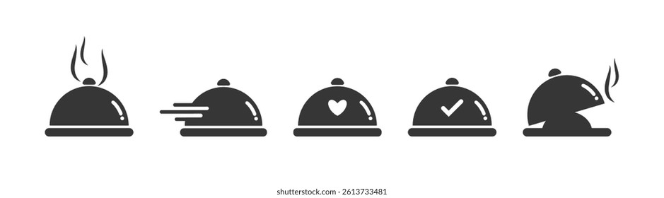 Catering icon set. Cutlery icon set in line and flat style. Perfect for adding vibrant, modern style to food-related projects