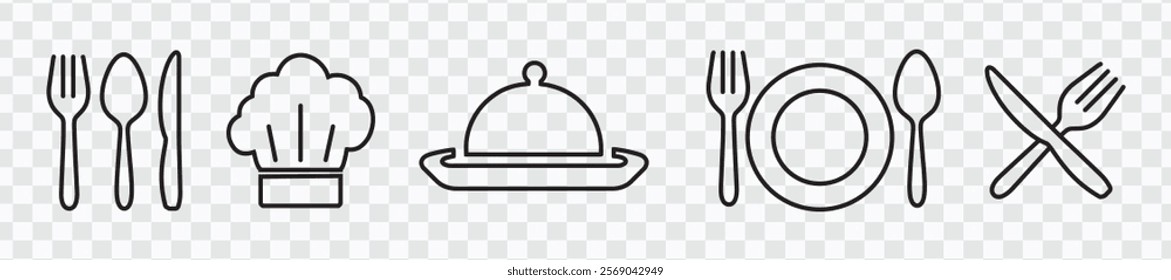 Catering Icon Set - Cutlery, Tableware, and Dining Essentials