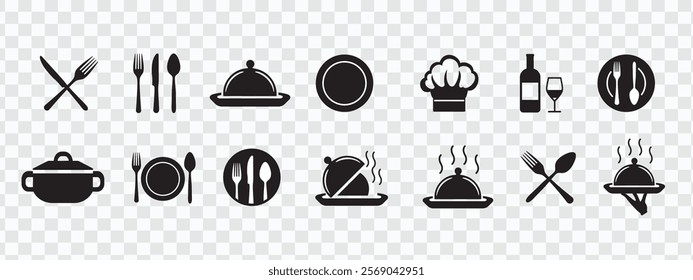 Catering Icon Set - Cutlery, Tableware, and Dining Essentials