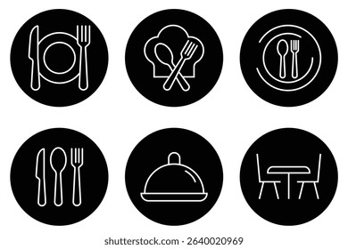 Catering icon set. Fork, knife, plate and spoon. Menu symbol. Restaurant icon. cutlery icon set. vector illustration on white background eps 10.