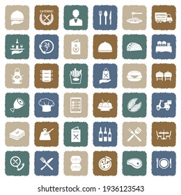 Catering Icons. Grunge Color Flat Design. Vector Illustration.