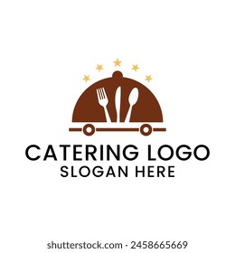 logo de catering con tenedor, cuchara y cuchillo. servicio de catering de alimentos logo Plantilla