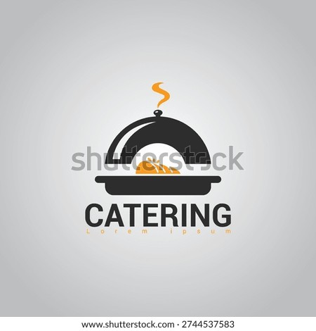 Catering Logo with Hot Dish Cloche and Steam Icon
