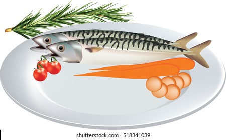 Catering Platter Of Oily Fish Salmon And Vegetables