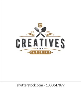 Catering Restaurant Bar Bistro Logo Design Vector Image