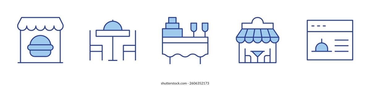 catering, restaurant. Restaurant Icon vector illustration. Line Duotone style. Editable stroke.