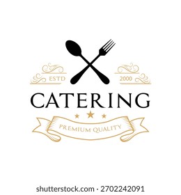 catering restaurante logotipo design conceito vintage estilo