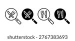 Catering restaurant service icon set. Food, plate, fork, knife, spoon symbol